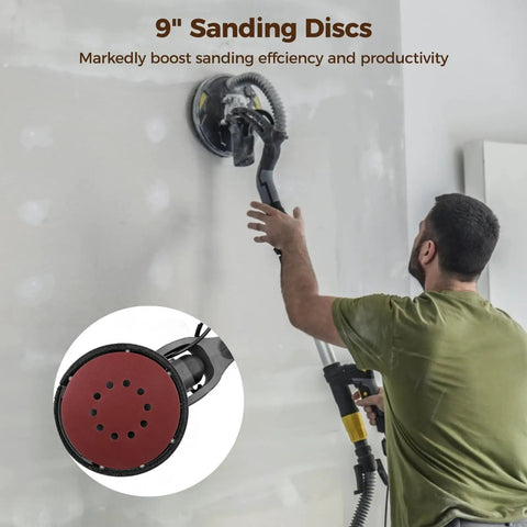 9 inch sanding disc for drywall sander, showing quick stick design and dust holes for efficient sanding tasks.