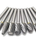 10 Pcs Carbide Burrs Set With One Quarter Inch Shank, Double Cut Die Grinder Bits For Woodworking Metalworking Polishing Engraving Drilling, Solid Tungsten Carbide Rotary Burrs In Handy Case