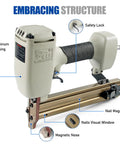 14 Gauge Concrete Nailer Kit With 400 Concrete T Nails 3/4 to 1-1/2 Inch displaying aluminum housing and nail magazine
