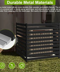 Outdoor AC Unit Fence Screen Set, 3 Panels, heavy duty metal square design around air conditioner on grass
