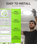 Installation guide for Ultra Thin 9 Inch LED Ceiling Light Flush Mount 2800 Lumens 5000K Daylight Undimmable Lit Bright Fixture.