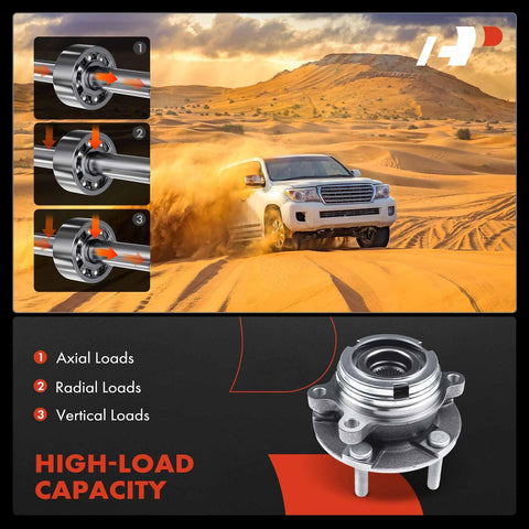Visual of Beefed-Up Front Wheel Bearing And Hub Assembly For Nissan Altima 2007-2012 showcasing high-load capacity features.