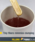 Mixing Milled Fiberglass Filler For Gel Coat And Auto Surface Repair in cup, showcasing clump-free resin compatibility.