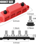 Heavy Duty 250A 12V Power Distribution Block With Four 5/16 Studs Solid Build Marine And Solar Wiring Assembly size measurements
