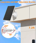2W Solar Panel For Security Cameras, Solar Charger With Micro USB And USB C Port, mounted outdoors with 7.2ft cable.