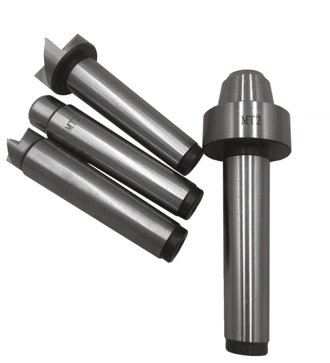 Heavy Duty MT2 Morse Taper Live Center And Drive Set For Wood Lathes includes four precision tips made of durable steel.