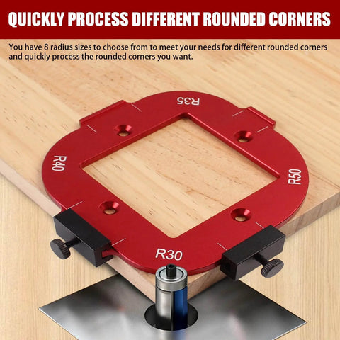 Two Pack Aluminum Router Corner Radius Template Set R10 To R50 CNC Machined Pro Grade Arc Guide For Woodworking installed