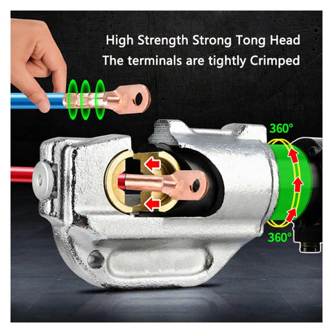 Heavy Duty Electric Hydraulic Pliers Terminal Crimping Machine With Fast Cable Cutting And Pressing Portable Wire Tool For Professionals showing strong tong head crimping terminals.