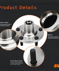 Front Left And Right Wheel Hub Assembly Pair For Toyota Camry 2004 To 2017 Highlander 2001 To 2011 Solara 2004 To 2008 Premium Replacement Bearing Hub Assemblies 930-401 4350228090 Beefed Up Durable, detail view showing premium alloy and steel wheel bolts
