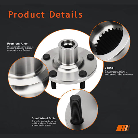 Front Left And Right Wheel Hub Assembly Pair For Toyota Camry 2004 To 2017 Highlander 2001 To 2011 Solara 2004 To 2008 Premium Replacement Bearing Hub Assemblies 930-401 4350228090 Beefed Up Durable, detail view showing premium alloy and steel wheel bolts
