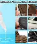 Heavy Duty Shoe Glue For Boots And Sneakers, Waterproof Bond For Leather Rubber And Fabric, shown being applied to shoe parts