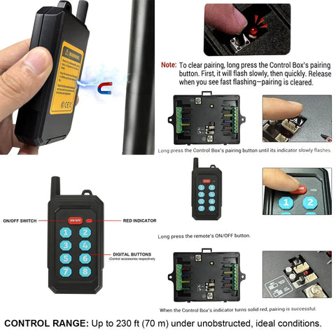 User setting up 8 Gang Switch Panel With Wireless Remote And RGB Backlit Multifunction Toggle, showing remote and control unit.