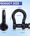 Premium 5/16 Inch Black 316 Stainless Steel Bow And Clevis Shackles D Ring size measurement image, showing dimensions clearly.