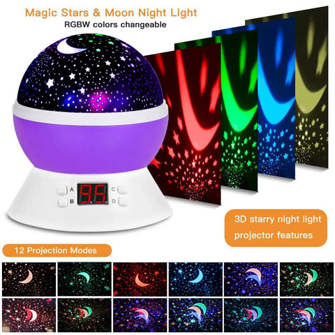 Star Projector Night Light for Kids Bedroom Ceiling With Timer, showing colorful galaxy projections and control panel.