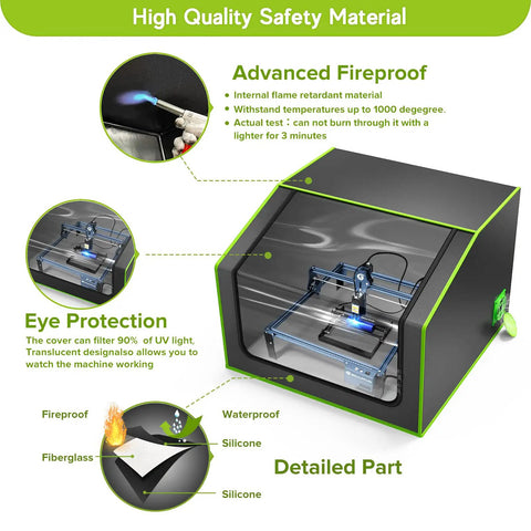 Pro Grade Laser Engraver Enclosure With Vent, Fireproof And Dustproof Protective Cover For Most Laser Engravers, 700x700x460mm