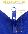 Close-up of double zipper on Cloth Zipper Door For Quick Access Through Poly Sheeting With Peel And Stick Dust Barrier