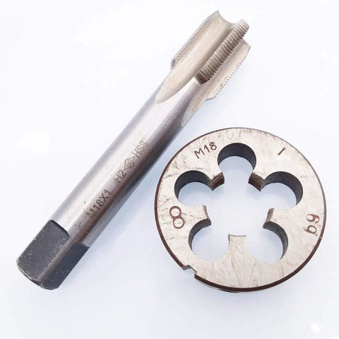 M18 X 1mm Tap And Die Set For Metric Right Hand Threads, Tap And Die Pair In High Speed Steel, 95mm Tap Length, 45mm Die OD, M18 X 1.0mm Thread, Built Tough For DIY And Pro Machinists