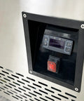 Control panel of Commercial Upright Freezer With Two Swing Glass Doors And Four Side Transparent Panels Delivers Hella Spacious Ice Cream Display.