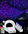 Split 4 Colors 12W Car Starlight Headliner Kit with 1000pcs 0.02in fiber optic strands installed in car ceiling