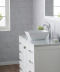 Elavo Square Vessel Sink In White Porcelain Ceramic For Bathrooms, 16.5 Inch on modern bathroom vanity with faucet