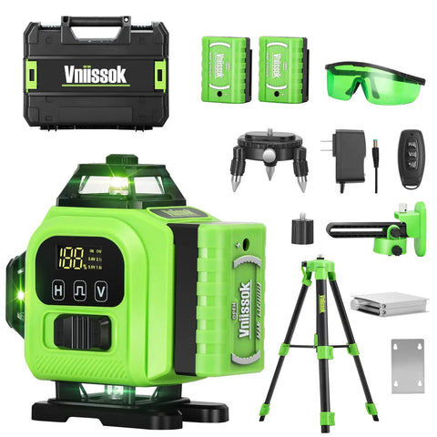 16 Line Laser Level 360 Self Leveling With 4x360 Green Cross Lines 4D Professional Layout Tool Includes 2 Batteries kit