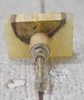 Set Of 6 Handmade Wood Resin Cabinet Knobs Rectangular Drawer Pulls For Kitchen Wardrobe Dresser shown from above, showcasing wood-resin mix.