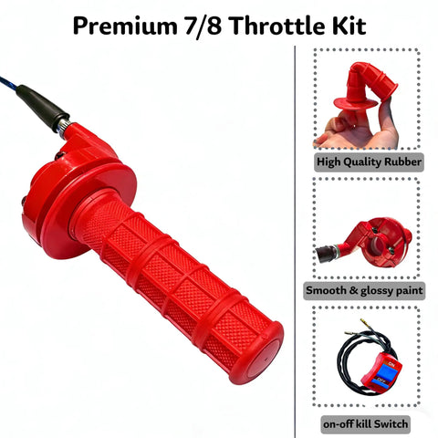 Red 7 By 8 Inch 22mm Twist Throttle Handle Grips Kit For Pit Bike Mini Bike Dirt Bike Pocket Bike 50cc 90cc 110cc 125cc 150cc 200cc 250cc With Cable Left Right Grips Aluminum Block And Flameout Switch