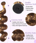 Body Wave Human Hair Bundles 100 Percent Unprocessed Burmese Hair Double Weft Quick Weave P4 27 Brown Honey Blonde Piano Color