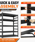 Heavy Duty Garage Shelving System With 3000 Lbs Total Capacity, Beefy Adjustable Metal Storage Racks For Tools Bins And Gear, Built From Cold Rolled Steel With Reinforced Posts, Easy Assembly, Durable Finish, boltless 5-tier rack