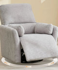 Power Swivel Rocker Recliner Glider Chair For Adults With USB Type C Ports Large Suede Gray Electric Reclining Chair with plush cushions in living room setting.