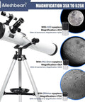 Portable 76mm Aperture 700mm Focal Length Reflector Telescope With AZ Mount For Beginners, includes eyepieces and lunar images