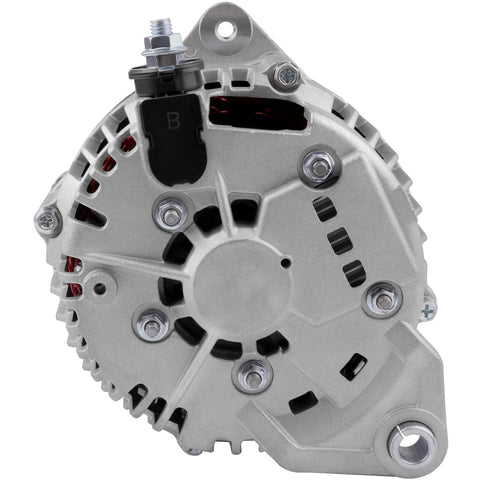 Front view of Beefed Up 125Amp 12V Alternator Replacement For Infiniti I30 3.0L 1998-2000, Infiniti I35 3.5L 2002-2004, Nissan Maxima
