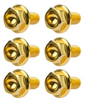 Beefy Titanium Hex Flange Bolts M6 And M8 Set Of Six In Gold Color External Hex Head Screws With Lengths From 10 To 55Mm M6 10 15 20 25 30 35 M8 15 20 25 30 35 40 45 50 55 Grade 5 6Al 4V Titanium Alloy Beefy Fasteners For Bikes And Gear