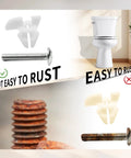Kick Floor Wobbles To The Curb With These Rock Solid Toilet Seat Bolts And Captive Screws Hassle Free No Sweat Installation Upgrades Comfort Compatible With Cachet And ReadyLatch Two Piece Hardware Pack image comparing rust-resistant toilet seat bolts with rusty screws.