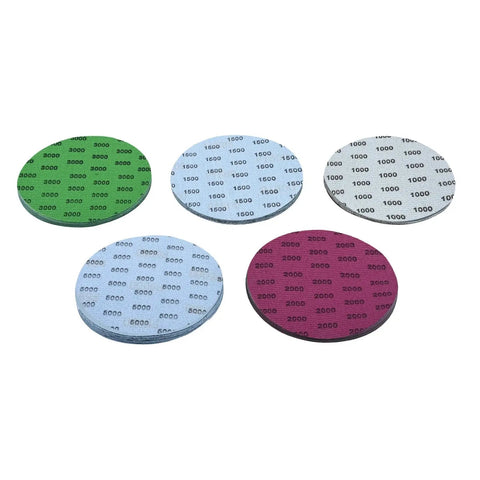 50 Pack Premium Round Wet Dry Sanding Discs Grit 1000 To 5000 For Auto Wood And Metal Polishing Hook Back Pad Tool Kit Durable High Performance Smooth Finish displaying various grit levels.