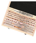 122 Piece Hardened Steel Precision Gauge Block Set With Zero Point Zero Zero Zero One Millimeter Calibration for router setup in wooden case.