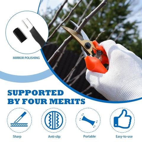 Six Piece Garden Tool Sharpener Set With Carbide Knife Sharpener And All Purpose Sharpening Stone For Garden Tools Knives Machetes And Shears Save Time And Labor, showing use on shears