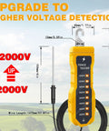 Electric Fence Voltage Tester For Farm Pro 12KV Portable Fence Testing Tool With 8 Indicator Lights Fault Finder No Battery Needed Neon Display And Easy Read Gauge For Quick Onsite Checks, yellow handheld tester with lead