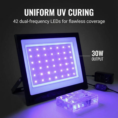 3D Printer UV Resin Curing Light With Timer For SLA DLP LCD 3D Printers, 30W 365 To 405nm Dual Band LED Lamp in action