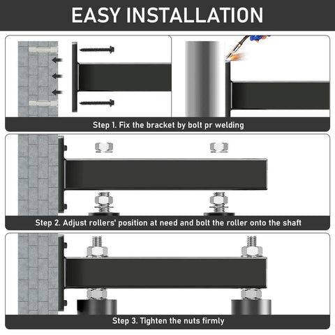 Installation guide for 6 Inch Slide Gate Guide Roller With Adjustable UHMW Nylon Guider, Heavy Duty Gate Hardware, AISI 1045 Steel Bracket