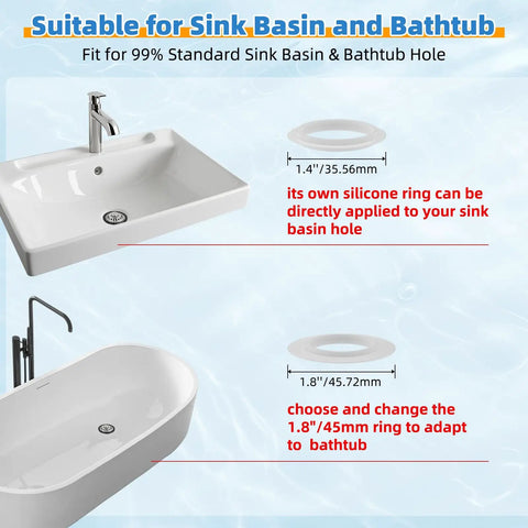 Universal Brass Drain Stopper Slick Chrome Finish Heavy Duty Bathtub Drain Cover with silicone rings for sinks and tubs.