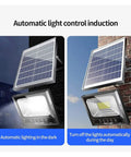 JUDYSSY Courtyard Light Solar Led Flood Light Remote Control showcasing solar panel and auto induction feature for outdoor lighting.