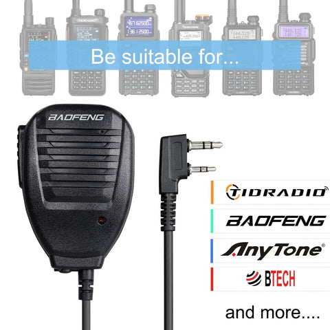 Walkie Talkie Speaker Mic For Baofeng Radios That Play Nice With UV 5R UV 82 BF F8HP Pro 888S And More 2 Pin K Head Plug PTT