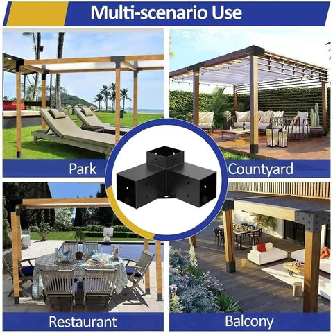 Heavy Duty DIY Pergola Bracket Kit With 3 Way Corner Brackets For Gazebo Projects Pro Grade Weather Resistant Hardware For Patio Backyard And Outdoor Living Built For Real World Tough Support And Easy Install