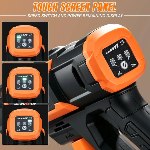 Touch screen panel of Portable Upgraded 1850 Psi Cordless Pressure Washer With Brushless Motor, showing speed settings.