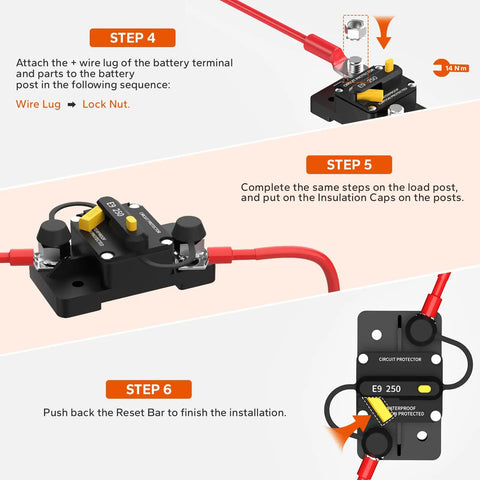 250A DC Circuit Breaker For LiFePO4 Batteries No Hassle Install Auto Marine And Solar Power Protection Rugged Wide Compatibility For Cars Boats And RVs Built For Tough Environments installation guide