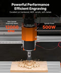 Level Up Your Shop With This Rock Solid 500W Spindle Cnc Router Machine Featuring Precision 3 Axis Wood Engraving And Effortless Acrylic Cutting For Real Deal Makers, close-up of 500W spindle engraving design on wood.