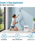 Person applying Ready To Use 1 Gallon No Fuss Waterproof Paint Sealer For Painted Concrete Wood And Stone With Silane Siloxane Acrylic Waterproofer UV Resistant Fast Drying Water-Repellent Semi Satin Finish on wall