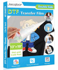 DTF Transfer Film 13x19 Inch A3 Plus Double Sided Matte Clear PET Paper 60 Sheets packaging with vibrant color print example
