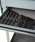 Basics Wrench Organizer Kit With 16 Rubber Holders For Tool Drawer, Modular Toolbox Organizer System visible in a tool drawer